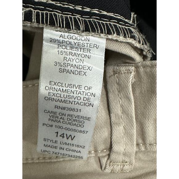 Wit & Wisdom Pants Women 14 WIDE Khaki Tan Stretch Cotton Blend Pockets - Picture 6 of 8